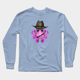 Cute Pink Baby Octopus Sheriff Long Sleeve T-Shirt